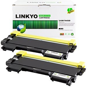 2-Pack Linkyo TN450 Brother Compatible Toner Cartridge (Black) $8 & More