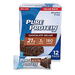 12-Pack 1.76-Oz Pure Protein Protein Bars (Chocolate Deluxe) $7.57 w/ S&S + Free Shipping w/ Prime or on $25+