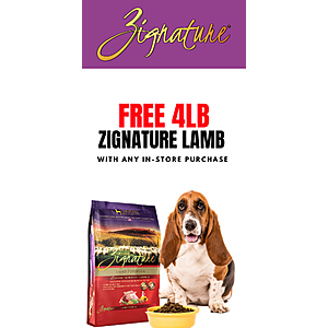 FREE Zignature 4lb bag lamb formula - $0.00