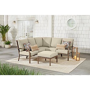 6-Piece Hampton Bay Geneva Wicker Outdoor Patio Sectional Sofa Seating Set w/ Ottoman & CushionGuard Cushions (8 Colors) $559.60 + Free Shipping