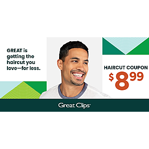 Great Clips Haircut Offer for the new year 8.99 YMMV $8.99 valid until 1/24