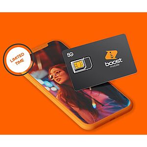 New Boost Mobile Customers: 1-Month 2GB 5G/4G LTE Data Service + SIM Kit $1 + Free S/H