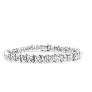 Netaya: 1.00 Carat X-Link Diamond Tennis Bracelet in Sterling Silver - 7.5" $99 + Free Shipping