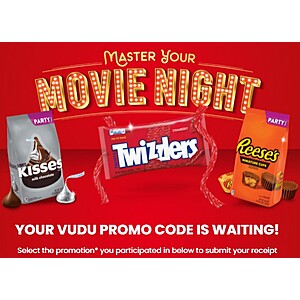 Buy 3-Count Select Twizzlers (14oz-16oz) or Hershey Product Party Bags, Get $5 Vudu Code