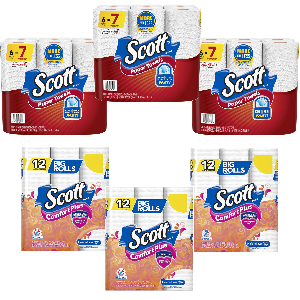3-Count 6-Pack Scott Choose-A-Sheet Paper Towels & 3-Count 12-Pack Scott ComfortPlus 1-Ply Big Rolls Toilet Paper $18.26 + Free Store Pickup