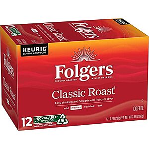 Select Accts: 72-Ct Folgers Classic Roast Medium Roast Coffee Keurig K-Cups 2 for $42.10 w/ Subscribe & Save