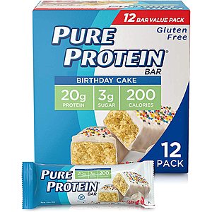12-Pk 1.76-Oz Pure Protein Bars (Birthday Cake or Choc Peanut Butter) $8.25 & More w/ S&S