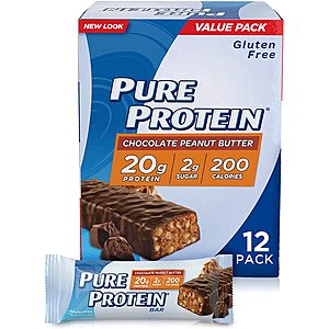 12-Pk 1.76-Oz Pure Protein Bars: Choc Peanut Butter $7.57, Birthday Cake $8.25 & More w/ S&S + Free Shipping w/ Prime or on $25+