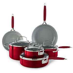 10-Piece Food Network Nonstick Ceramic Cookware Set (red) + $15 Kohls Cash $49.70 + Free Shipping