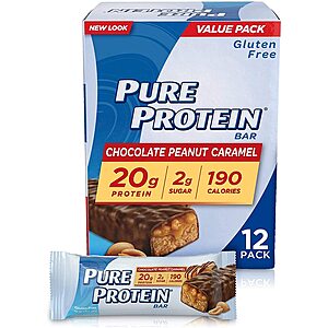 12-Ct 1.76-Oz Pure Protein Protein Bars (Chocolate Peanut Caramel) $10.10 w/ S&S + Free Shipping w/ Prime or on $25+