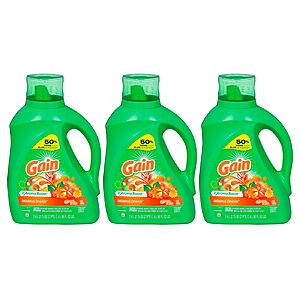 88-Oz Gain + Aroma Boost Liquid Laundry Detergent (Island Fresh) 3 for $18.35 ($6.11 each) w/ S&S + Free Shipping w/ Prime or on $35+