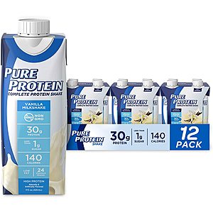 12-Pack 11-Oz Pure Protein Complete Protein Shake (Vanilla) $6.33 + Free Shipping w/ Prime or on $25+