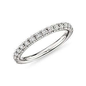 French Pavé Diamond Wedding Ring (14K white gold or rose gold) $495, 2-Piece Trio Baguette & Pavé Diamond Tiara Wedding Rings (14K white gold) $795 & More + Free Shipping