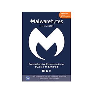 Malwarebytes Premium 4.5 Latest Version - 5 Devices / 1 Year - Download $25 at Newegg