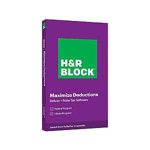 H&R Block Tax Software (Key Card or Digital Download): Deluxe + State 2020 $17 & More