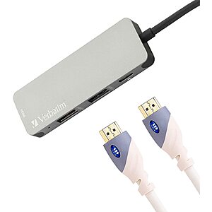 Verbatim® USB C Hub Adapters:  4-in-1 USB C Hub + Dongle $6.75, 6-in-1 USB C Hub + Dongle $9.90, More + Free Shipping w/ Prime or on $25+