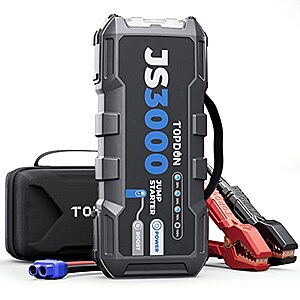 Amazon lightning deal:  Car Battery Jump Starter, TOPDON JS3000 12V 3000A Battery Booster Jump Starter Pack for Up to 9L Gas/ 7L Diesel Engines,  EVA Protection case $110 with coup