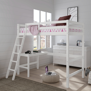 Hillsdale Campbell Wood Twin Loft Bunk Bed with Desk (White, Gray or Oak) $159.00