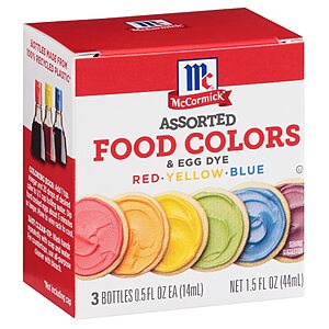 McCormick Assorted Food Colors & Egg Dye, 1.5 fl oz S&S and Free Shipping w/ Prime $2.84