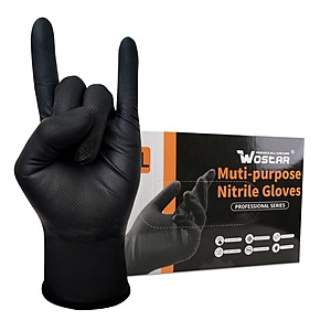 Wostar 8 Mil Black Nitrile Gloves: 100-Count $16.50, 50-Count $9