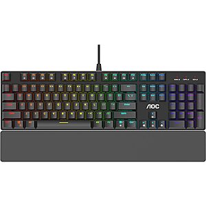 AOC Full RGB Mechanical Keyboard w/ Outemu Blue Switches & Detachable Wrist Rest $27.99 Amazon