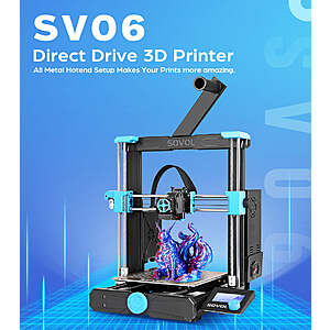 Sovol SV06 3D printer 220mm*220mm*250mm, Auto-Bed leveling, All Metal Hotend, Direct Drive $199