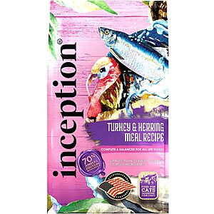 13.5-Lbs Inception Dry Cat Food (Turkey & Herring) $16 + Free Shipping w/ Prime or on $35+
