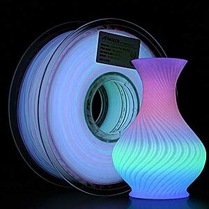 Amolen glow in the dark PLA Filament Rainbow Color change in 5 Meters, 1kg $25.89 on Amazonn