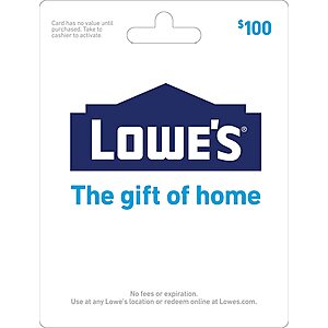 $100 Lowe's or Apple Gift Card + $10 Amazon Credit (Email Delivery) $100 & More