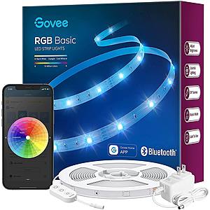 Govee 32.8ft Bluetooth LED Strip Lights with App Control, 64 Scene Modes and Music Sync (ETL Listed Adapter Included) for $11.69 + FSSS