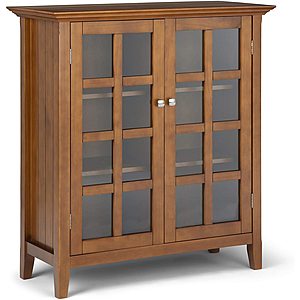 Simpli Home Acadian 39" W Solid Pine Wood Rustic Storage Cabinet (Light Golden Brown) $216 + Free S/H