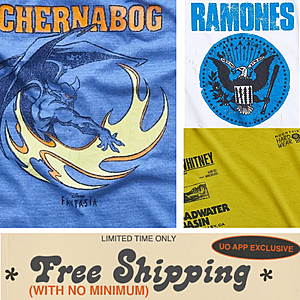 expired - Men's Cotton Tees (Fantasia Chernabog, Ramones Crest), Women's Denim Cutoff Short, Rompers $5 each