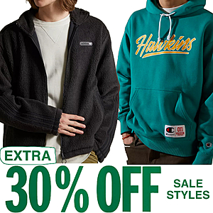 Urban Outfitters Extra 30% Off Markdowns: Men's Champion X Stranger Things Hoodie $28, adidas Sherpa Track Top $35, Women's TNF Printed Denali 2 Jacket  $91 + FS on $50+