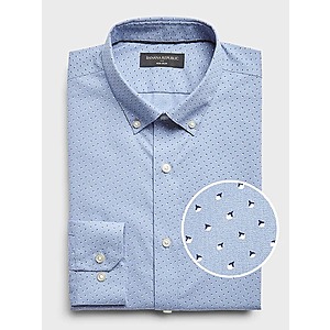 Banana Republic Factory: Men's Slim-Fit Non-Iron Print Shirt (Mist Blue) $10.65 + Free S/H on $50+ & More