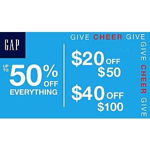 Gap.com: 50% Off Select Styles + Extra $20 Off $50+ / $40 Off $100+ [FS on $30+ / Earn $5 Off Future Purchase w/ Curbside Pickup]