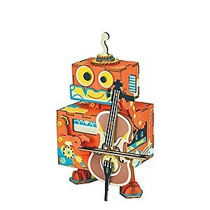 ROBOTIME 3D Puzzle DIY Wooden Music Box Toy - Little Performer - $5.88, Merry-Go-Round - $6.00, Robot Machinarium Toy with Light - $23.09, Dollhouse Green House with LED - $24.49