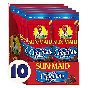 10-Ct 2-Oz Sun-Maid Pure Milk Chocolate Covered Raisins $11.67 ($1.17 Each) w/ S&S + Free Shipping w/ Prime or $25+ $11.76