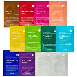12-Pack Dermal Hydrating Facial Sheet Masks $1 w/ S&S + Free Shipping w/ Amazon Prime or Orders $25+