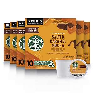 Starbucks K-Cup Coffee Pods—Salted Caramel Mocha Flavored Coffee—100% Arabica—Naturally Flavored—6 boxes (60 pods total) - $17.45