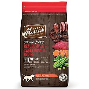 25lb. Merrick grain free dry dog food $31.36