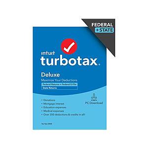 TurboTax Deluxe 2020 Desktop Tax Software Sale - $34.99 after Promo Code (Federal & State) / $49.99 after Promo Code (Premier & State)