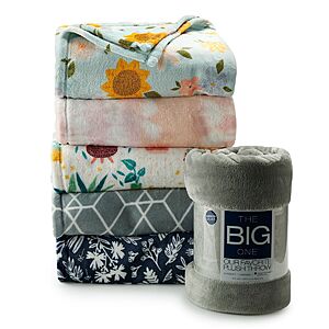 The Big One Oversized Supersoft Plush Throw (various prints or licensed characters) $8.50, 2-Pack Pillows $8.50 + free store pickup at Kohls $8.49