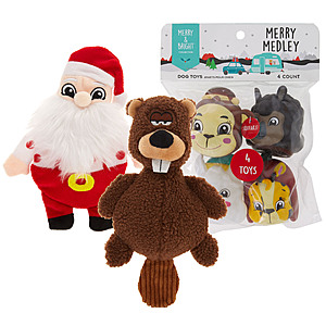 Petsmart Plush Holiday Dog Squeaker Toys 3 for $0.05 + Free Store Pickup