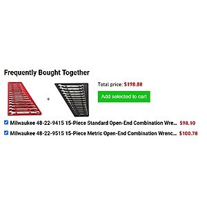 $25 off $150 @ factoryauthorized outlet,  Milwaukee 48-22-9515 & 48-22-9415 Metric&SAE Combination Wrench Set $175, discounted packout