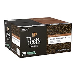 Peet’s Coffee, Major Dickason's Blend - Dark Roast Coffee - 75 K-Cup Pods $26.47 or less with Amazon SS