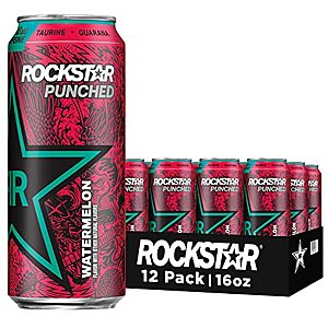 12-Pack 16-Oz Rockstar Energy Drink Punched (Watermelon) $12.72 w/ S&S + Free Shipping w/ Prime or on $25+