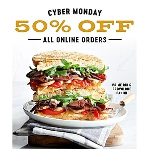 Corner Bakery Cafe Cyber Monday Coupon: 50% Off All Online Food Orders (Valid 12/2 Only)