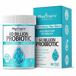 Shelf Stable Probiotic Supplement with Organic Prebiotic, 30 Capsules $15.22 after 30% coupon