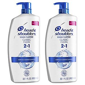 Head and Shoulders Shampoo and Conditioner 2 in 1 - 32.1 fl oz, Twin Pack $17.29 or as low as $11.24 AC & SS @Amazon