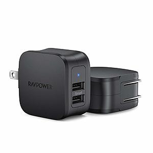 RAVPower 2-Pack Dual Port 17W Wall Charger - $12.59 + tax PRIME AC